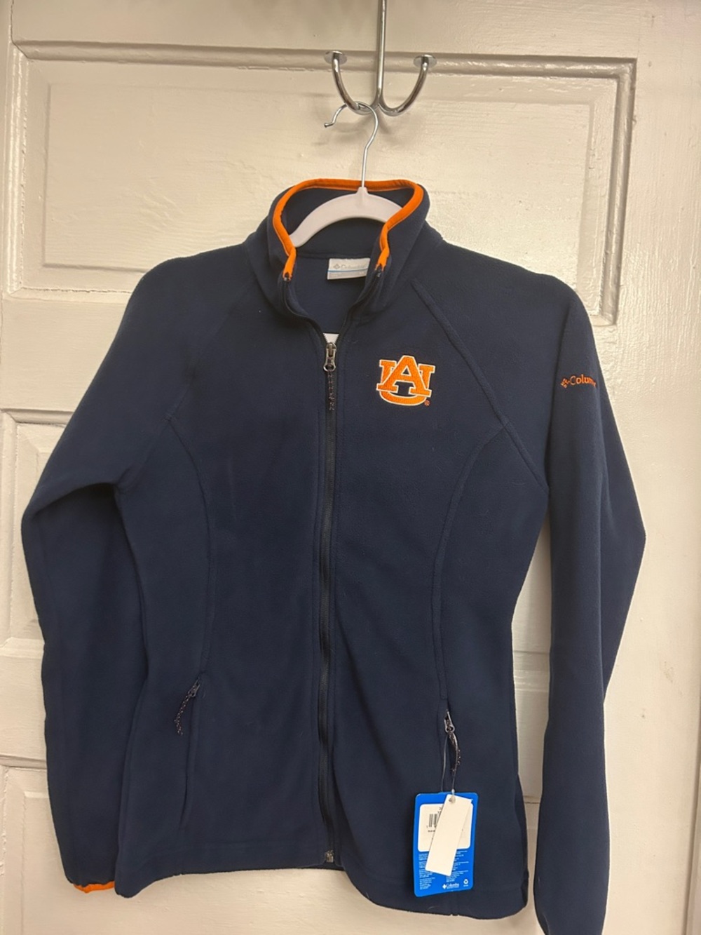 Columbia Navy and Orange Auburn Logo Fleece Jacket